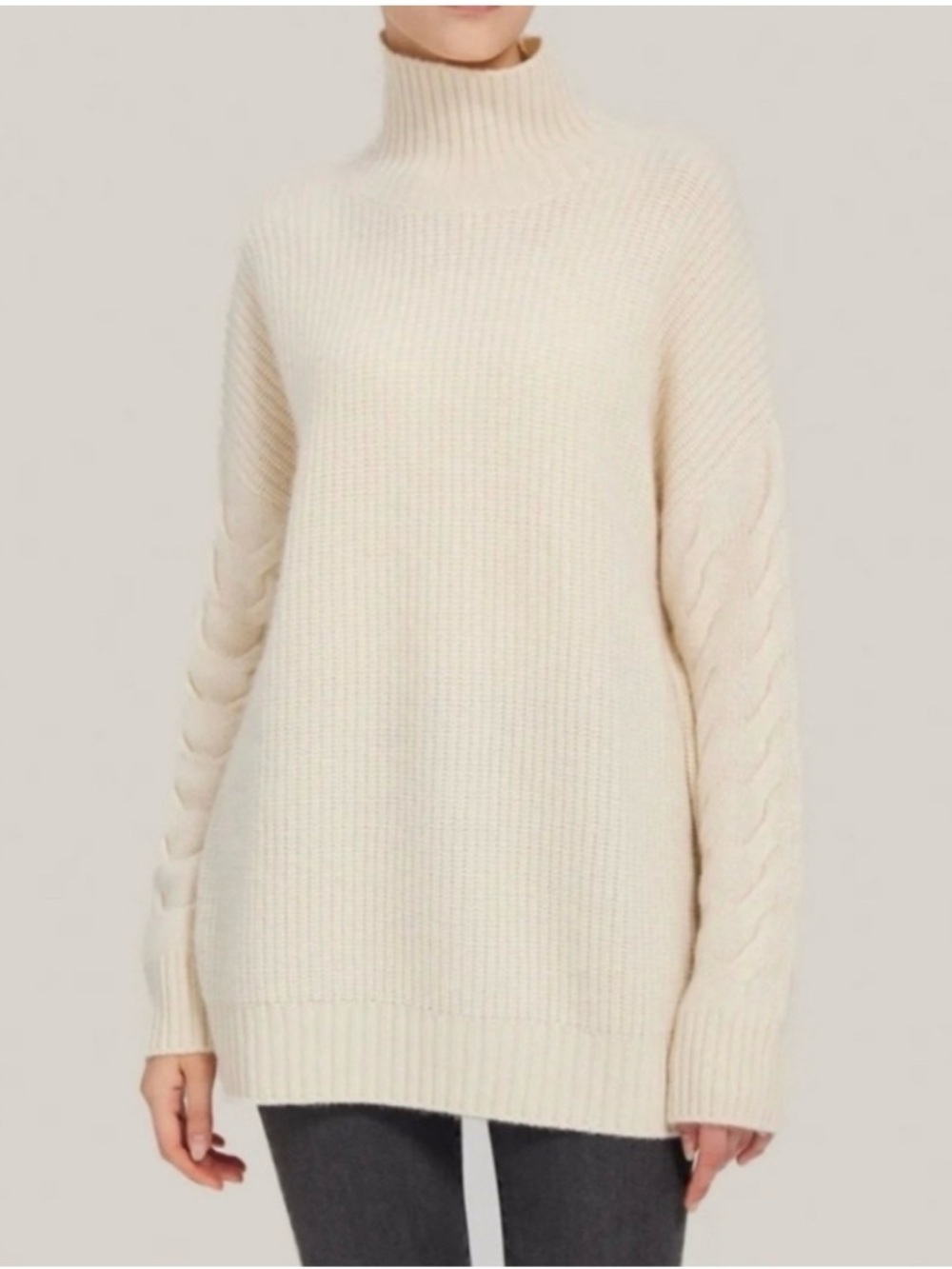 New! Gentle Herd Cashmere and Wool Oversized Sweater Womens Size XL Ivory Cream